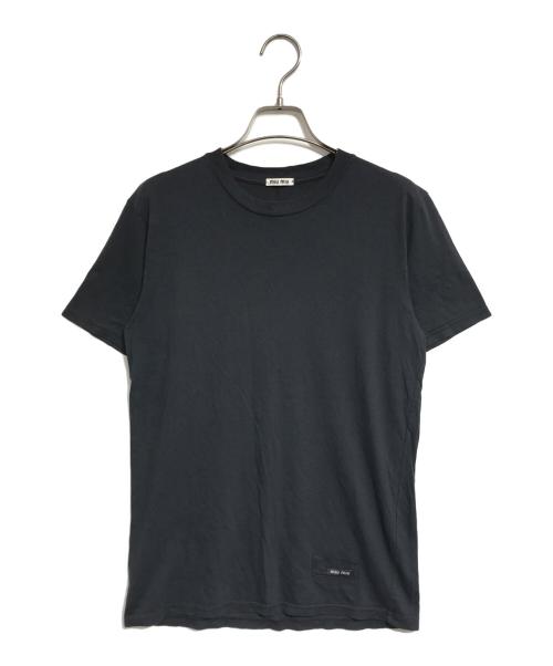 MIU MIU（ミュウミュウ）MIU MIU (ミュウミュウ) 裾ロゴTシャツ ネイビー サイズ:Sの古着・服飾アイテム
