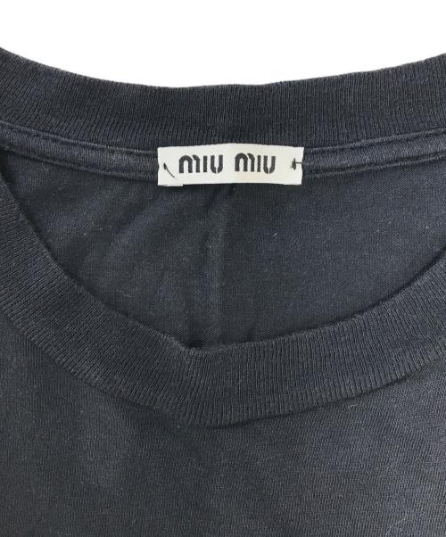 MIU MIU（ミュウミュウ）MIU MIU (ミュウミュウ) 裾ロゴTシャツ ネイビー サイズ:Sの古着・服飾アイテム