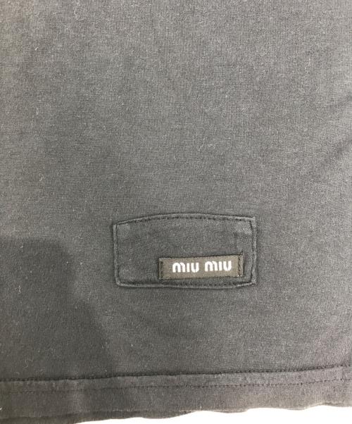 MIU MIU（ミュウミュウ）MIU MIU (ミュウミュウ) 裾ロゴTシャツ ネイビー サイズ:Sの古着・服飾アイテム