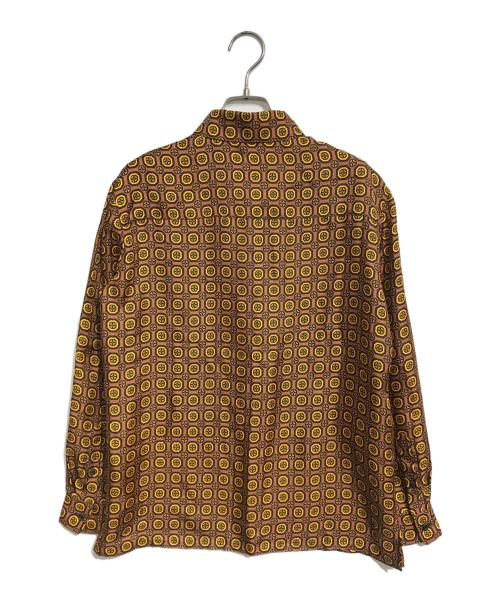 PRADA（プラダ）PRADA (プラダ) 総柄シルクシャツ ブラウン サイズ:40の古着・服飾アイテム