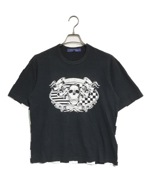 JUNYA WATANABE CdG MAN（ジュンヤ ワタナベ コム デ ギャルソン マン）JUNYA WATANABE CdG MAN (ジュンヤ ワタナベ コム デ ギャルソン マン) スカル×チェッカープリントTシャツ ブラック サイズ:Sの古着・服飾アイテム