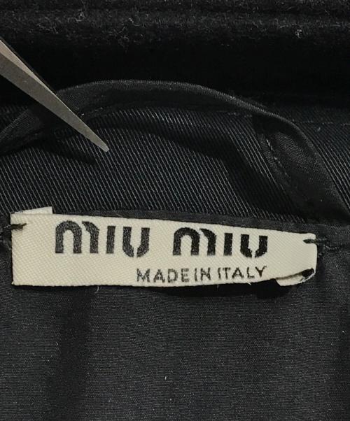 MIU MIU（ミュウミュウ）MIU MIU (ミュウミュウ) 00’s 袖ロゴフーデッドコート ブラック サイズ:40の古着・服飾アイテム