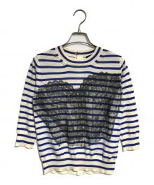 tricot COMME des GARCONS（トリココムデギャルソン）の古着「プリントボーダーニット」｜アイボリー