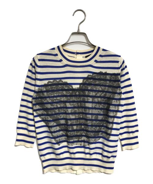 tricot COMME des GARCONS（トリココムデギャルソン）tricot COMME des GARCONS (トリココムデギャルソン) プリントボーダーニット アイボリー サイズ:表記なしの古着・服飾アイテム