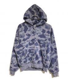 A BATHING APE（アベイシングエイプ）の古着「1st Camo Heavy Wash Cropped Fit Zip Hoodie」｜ブルー