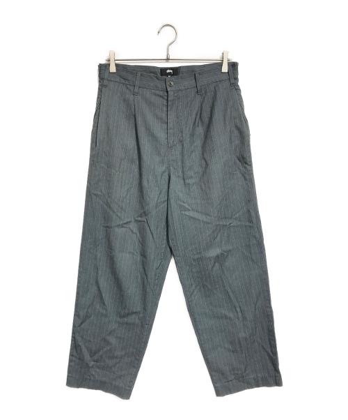 stussy（ステューシー）stussy (ステューシー) striped volume pleated trouser グレー サイズ:30の古着・服飾アイテム