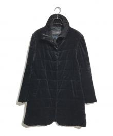 EMPORIO ARMANI（エンポリオ アルマーニ）の古着「ベロアロングコート」｜ブラック