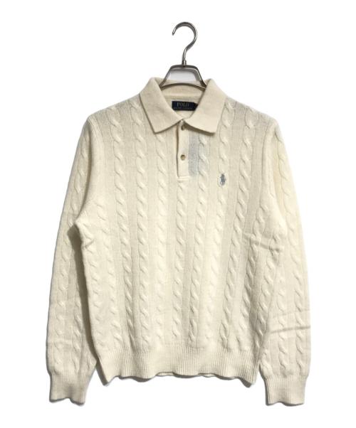 POLO RALPH LAUREN（ポロ・ラルフローレン）POLO RALPH LAUREN (ポロ・ラルフローレン) カシミヤブレンドケーブルポロシャツ アイボリー サイズ:M 未使用品の古着・服飾アイテム