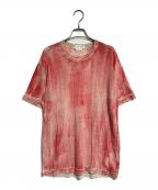 COMME des GARCONSコムデギャルソン）の古着「ダメージリネンTシャツ」｜レッド