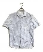 COMME des GARCONS SHIRTコムデギャルソンシャツ）の古着「オープンカラーストライプシャツ」｜ブルー