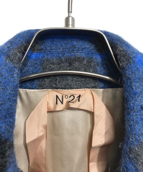 N°21（ヌメロヴェントゥーノ）N°21 (ヌメロヴェントゥーノ) ベルト付きチェックコ-ト ブルー サイズ:38の古着・服飾アイテム