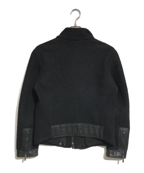 EMPORIO ARMANI（エンポリオ アルマーニ）EMPORIO ARMANI (エンポリオ アルマーニ) 00's ラムレザー切替縮絨ジャケット ブラック サイズ:46の古着・服飾アイテム