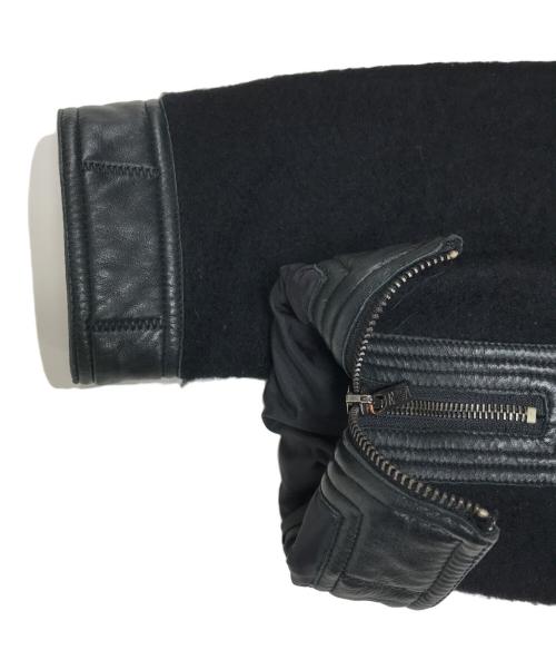 EMPORIO ARMANI（エンポリオ アルマーニ）EMPORIO ARMANI (エンポリオ アルマーニ) 00's ラムレザー切替縮絨ジャケット ブラック サイズ:46の古着・服飾アイテム