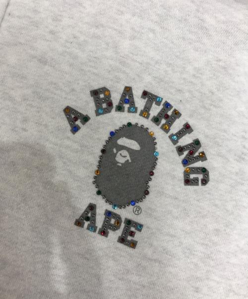 A BATHING APE（アベイシングエイプ）A BATHING APE (アベイシングエイプ) ラインストーンジップパーカー グレー サイズ:2XLの古着・服飾アイテム