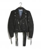 SUGARHILLシュガーヒル）の古着「NIBE-LEATHER MOTO DOUBLE JACKET」｜ブラック