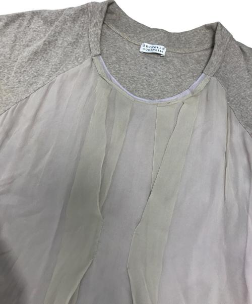 BRUNELLO CUCINELLI（ブルネロクチネリ）BRUNELLO CUCINELLI (ブルネロクチネリ) 異素材切替半袖ニット ベージュ サイズ:表記なしの古着・服飾アイテム