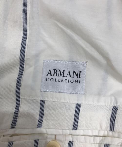 ARMANI COLLEZIONI（アルマーニ コレツィオーニ）ARMANI COLLEZIONI (アルマーニ コレツィオーニ) リネンストライプテーラードジャケット ホワイト サイズ:52の古着・服飾アイテム