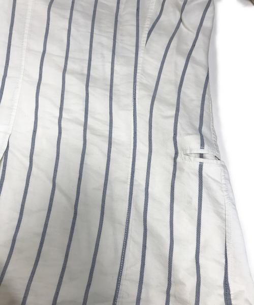ARMANI COLLEZIONI（アルマーニ コレツィオーニ）ARMANI COLLEZIONI (アルマーニ コレツィオーニ) リネンストライプテーラードジャケット ホワイト サイズ:52の古着・服飾アイテム