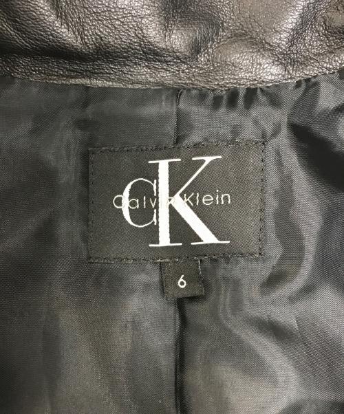 Calvin Klein（カルバンクライン）Calvin Klein (カルバンクライン) シープレザージャケット ブラック サイズ:6の古着・服飾アイテム