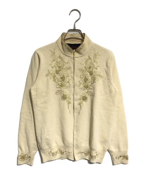tricot COMME des GARCONS（トリココムデギャルソン）tricot COMME des GARCONS (トリココムデギャルソン) 刺繍ニットカーディガン アイボリー サイズ:Mの古着・服飾アイテム