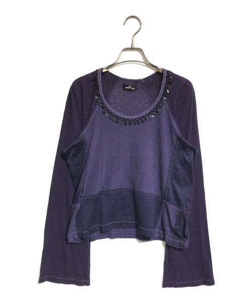 tricot COMME des GARCONS（トリココムデギャルソン）tricot COMME des GARCONS (トリココムデギャルソン) 装飾パッチワークニット パープル サイズ:表記なしの古着・服飾アイテム