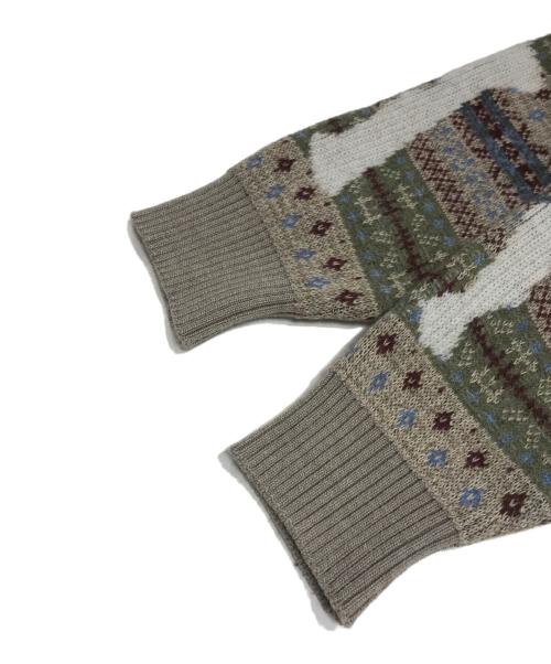 KAPITAL（キャピタル）KAPITAL (キャピタル) 7G Wool Fair Isle BONE Crew Sweater ベージュ サイズ:1の古着・服飾アイテム