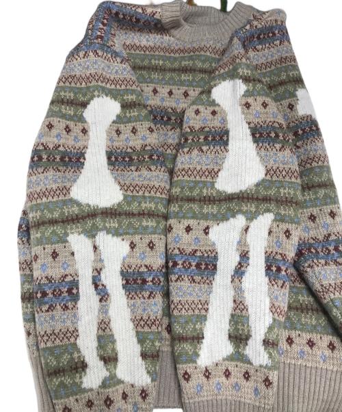KAPITAL（キャピタル）KAPITAL (キャピタル) 7G Wool Fair Isle BONE Crew Sweater ベージュ サイズ:1の古着・服飾アイテム