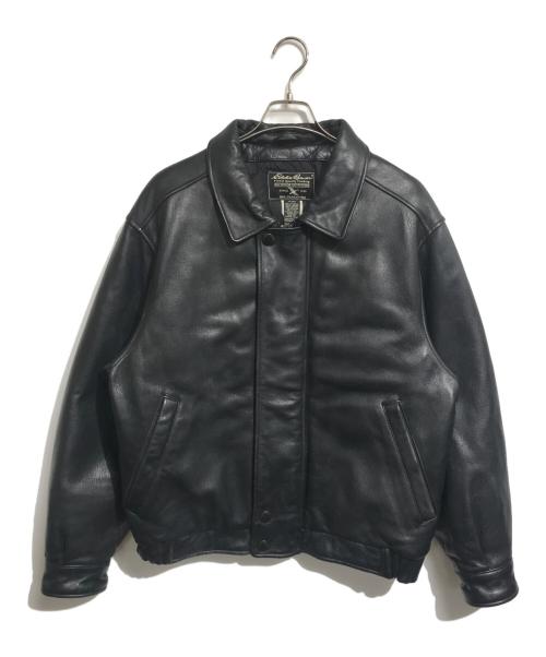 Eddie Bauer（エディーバウアー）Eddie Bauer (エディーバウアー) レザーグースダウンジャケット ブラック サイズ:Mの古着・服飾アイテム
