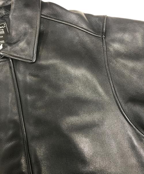 Eddie Bauer（エディーバウアー）Eddie Bauer (エディーバウアー) レザーグースダウンジャケット ブラック サイズ:Mの古着・服飾アイテム