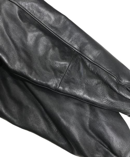 Eddie Bauer（エディーバウアー）Eddie Bauer (エディーバウアー) レザーグースダウンジャケット ブラック サイズ:Mの古着・服飾アイテム