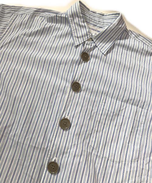COMME des GARCONS SHIRT（コムデギャルソンシャツ）COMME des GARCONS SHIRT (コムデギャルソンシャツ) デカボタンストライプシャツ ブルー サイズ:Sの古着・服飾アイテム