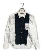 COMME des GARCONS HOMMEコムデギャルソン オム）の古着「縮絨チェック切替シャツ」｜ホワイト