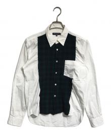 COMME des GARCONS HOMME（コムデギャルソン オム）の古着「縮絨チェック切替シャツ」｜ホワイト