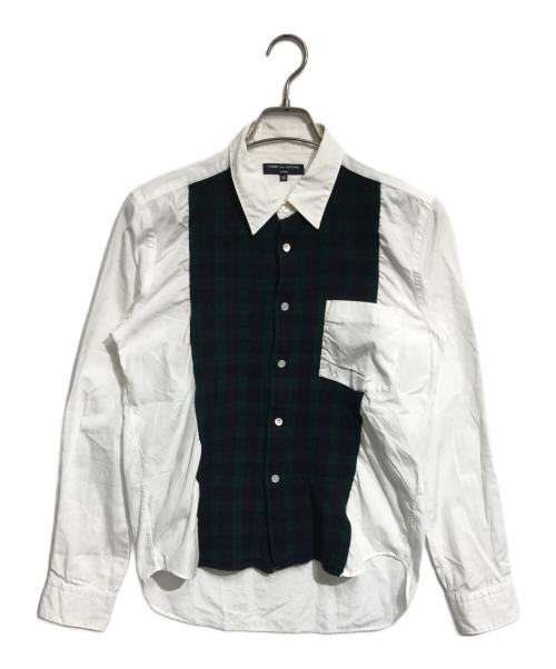 COMME des GARCONS HOMME（コムデギャルソン オム）COMME des GARCONS HOMME (コムデギャルソン オム) 縮絨チェック切替シャツ ホワイト サイズ:SSの古着・服飾アイテム