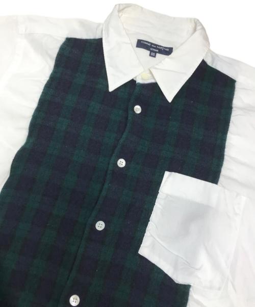 COMME des GARCONS HOMME（コムデギャルソン オム）COMME des GARCONS HOMME (コムデギャルソン オム) 縮絨チェック切替シャツ ホワイト サイズ:SSの古着・服飾アイテム