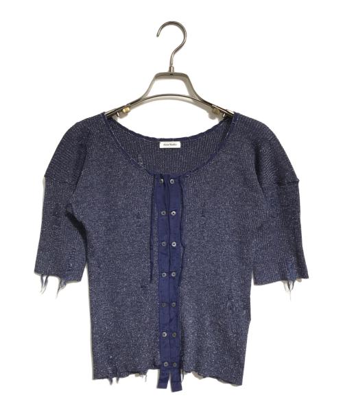 Acne studios（アクネ ストゥディオズ）Acne studios (アクネ ストゥディオズ) ダメージ加工ラメニット グレー サイズ:Sの古着・服飾アイテム