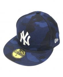 New Era×A BATHING APE（ニューエラ×アベイシングエイプ）の古着「カモフラキャップ」｜ネイビー