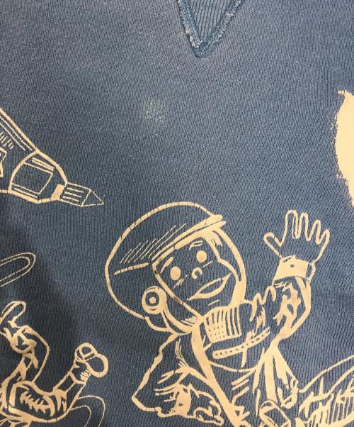 VINTAGE（ヴィンテージ）VINTAGE (ヴィンテージ) 前Vフロッキープリントスウェット スカイブルー サイズ:表記なしの古着・服飾アイテム