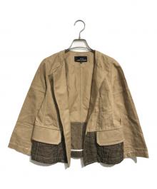 tricot COMME des GARCONS（トリココムデギャルソン）の古着「レース切替ノーカラージャケット」｜ベージュ