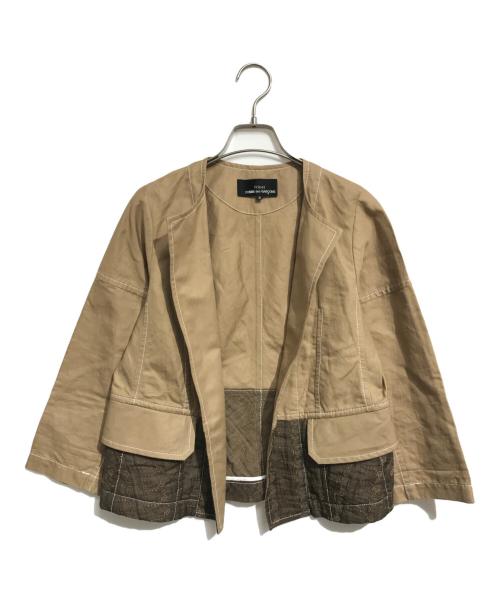 tricot COMME des GARCONS（トリココムデギャルソン）tricot COMME des GARCONS (トリココムデギャルソン) レース切替ノーカラージャケット ベージュ サイズ:Sの古着・服飾アイテム