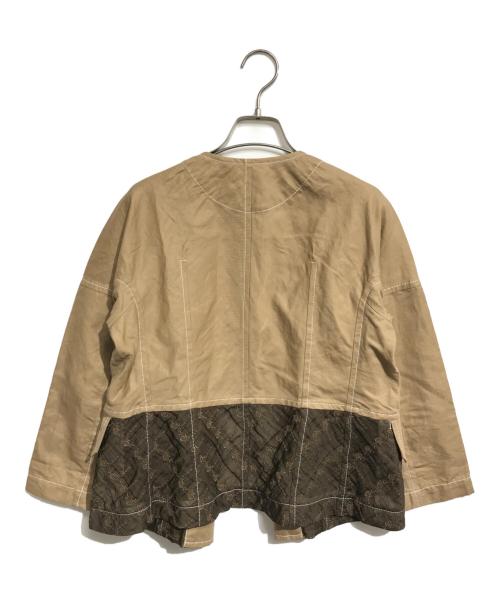 tricot COMME des GARCONS（トリココムデギャルソン）tricot COMME des GARCONS (トリココムデギャルソン) レース切替ノーカラージャケット ベージュ サイズ:Sの古着・服飾アイテム