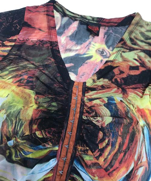Jean Paul GAULTIER（ジャンポールゴルチェ）Jean Paul GAULTIER (ジャンポールゴルチェ) パワーネットカーディガン レッド サイズ:40の古着・服飾アイテム