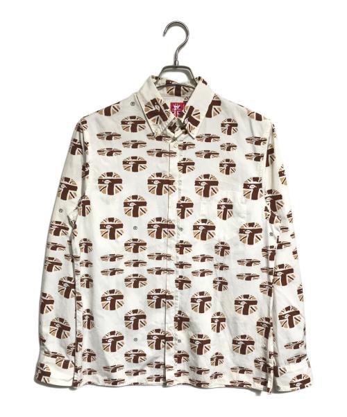 A BATHING APE（アベイシングエイプ）A BATHING APE (アベイシングエイプ) ユニオンジャックエイプヘッドシャツ ホワイト×ブラウン サイズ:Lの古着・服飾アイテム