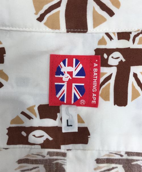 A BATHING APE（アベイシングエイプ）A BATHING APE (アベイシングエイプ) ユニオンジャックエイプヘッドシャツ ホワイト×ブラウン サイズ:Lの古着・服飾アイテム