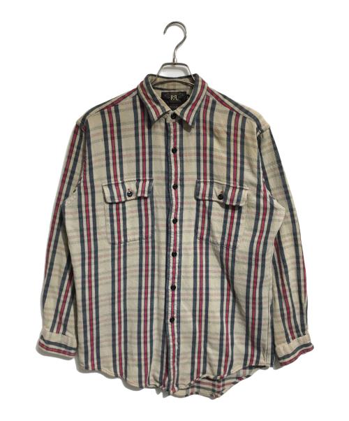 RRL（ダブルアールエル）RRL (ダブルアールエル) チェックネルシャツ ベージュ サイズ:Mの古着・服飾アイテム