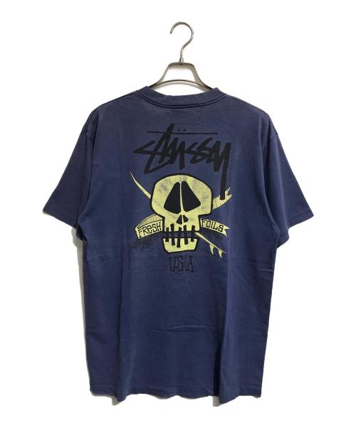 stussy（ステューシー）stussy (ステューシー) サーフスカルプリントTシャツ ネイビー サイズ:XLの古着・服飾アイテム