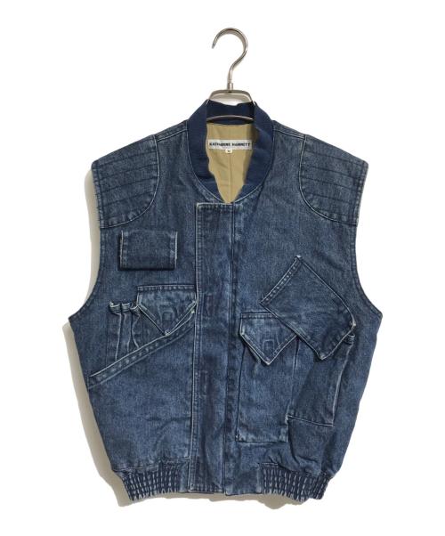 KATHARINE HAMNETT（キャサリンハムネット）KATHARINE HAMNETT (キャサリンハムネット) デニムカーゴベスト インディゴ サイズ:Mの古着・服飾アイテム