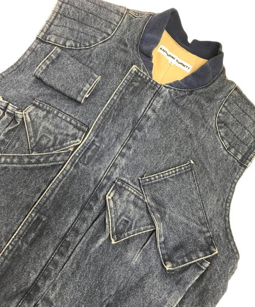 KATHARINE HAMNETT（キャサリンハムネット）KATHARINE HAMNETT (キャサリンハムネット) デニムカーゴベスト インディゴ サイズ:Mの古着・服飾アイテム