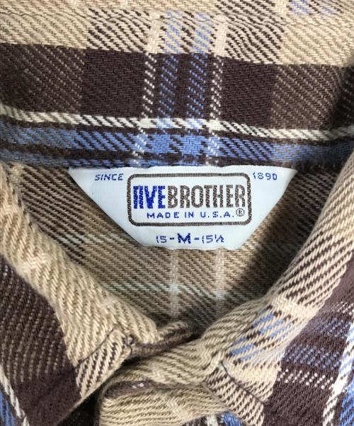 FIVE BROTHER（ファイブブラザー）FIVE BROTHER (ファイブブラザー) チェックネルシャツ ブラウン サイズ:Mの古着・服飾アイテム