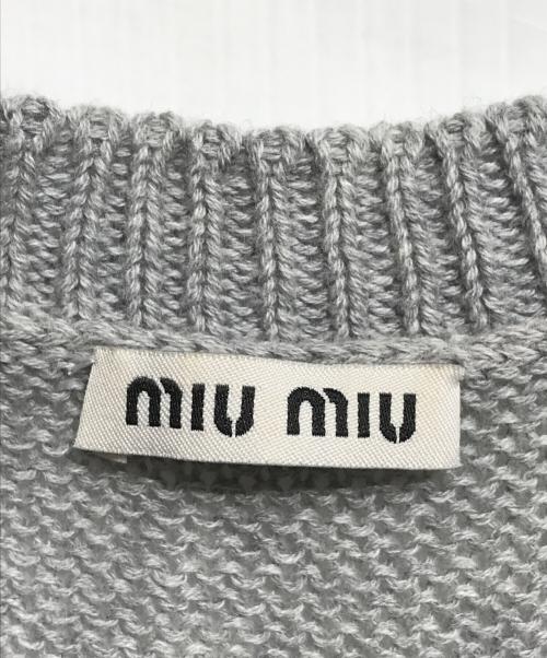 MIU MIU（ミュウミュウ）MIU MIU (ミュウミュウ) レース切替ノースリーブニット グレー サイズ:38の古着・服飾アイテム